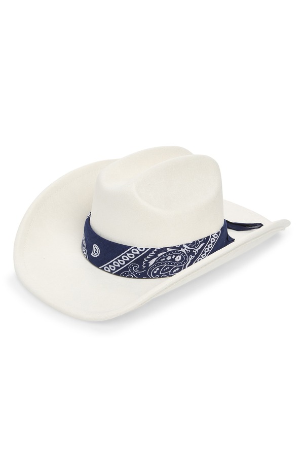 ビーピー レディース アクセサリー 帽子 BP. Bandana Trim Cowboy Hat IVORY- BLUE BANDANA アイボリー｜ReVida 店