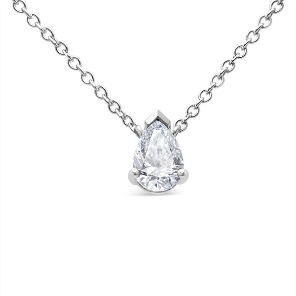 ハウスオブブリリアンス レディース アクセサリー ネックレス・チョーカー レース Haus of Brilliance 14K White Gold 1/2 Cttw Lab Grown Pear Shape Solitaire Diamond Pendent Necklace White ホワイト|ReVida 店