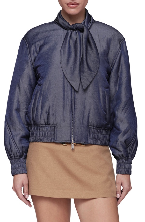 アヴェックレフィーユ レディース アウター ジャケット・ブルゾン Avec Les Filles Tie Neck Bomber Jacket DARK NAVY ネイビー｜ReVida 店