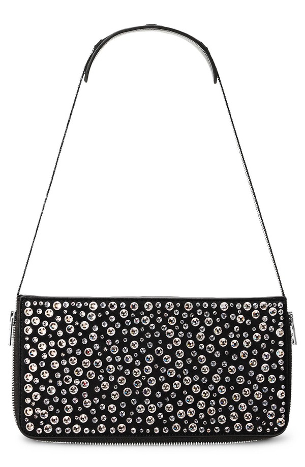 アレキサンダーワン レディース バッグ レザー Alexander Wang Siren Pochette Crystal Embellished Leather Shoulder Bag BLACK ブラック|ReVida 店