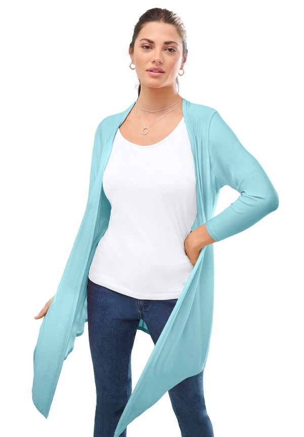 ロアマンズ レディース アウター パーカー・スウェット ドレープラスサイズ カーディガン Roaman's Ultra Drape Cardigan (Plus Regular) LIGHTURQ|ReVida 店