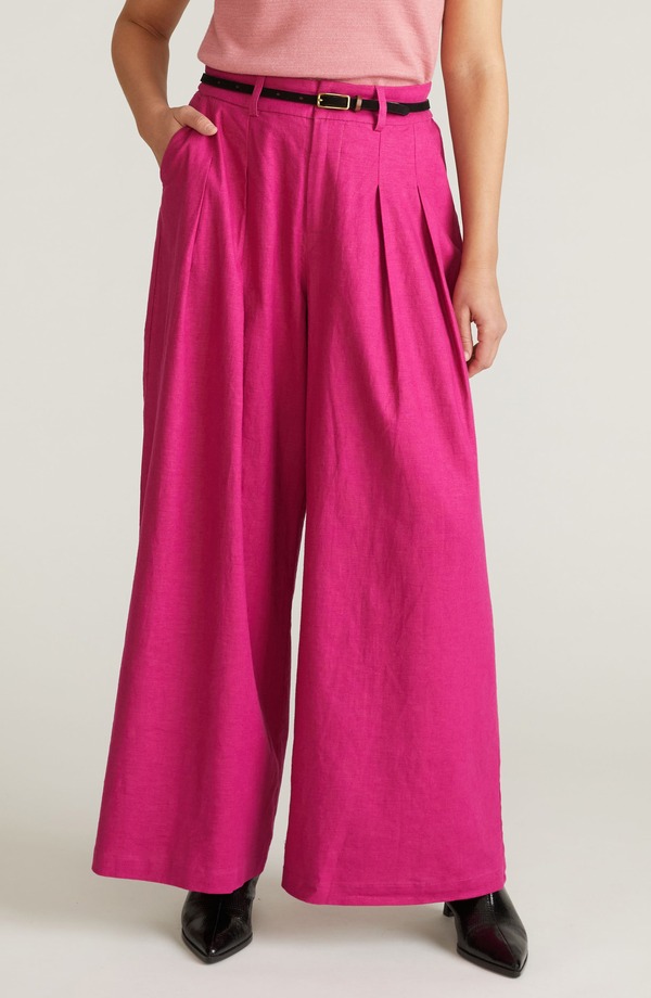 ユニバーサル スタンダード レディース ボトムス レギンス プラスサイズ パンツ リネン Universal Standard Palais Linen Blend Beach Pants (Plus Regular) HYPER PINK ピンク|ReVida 店