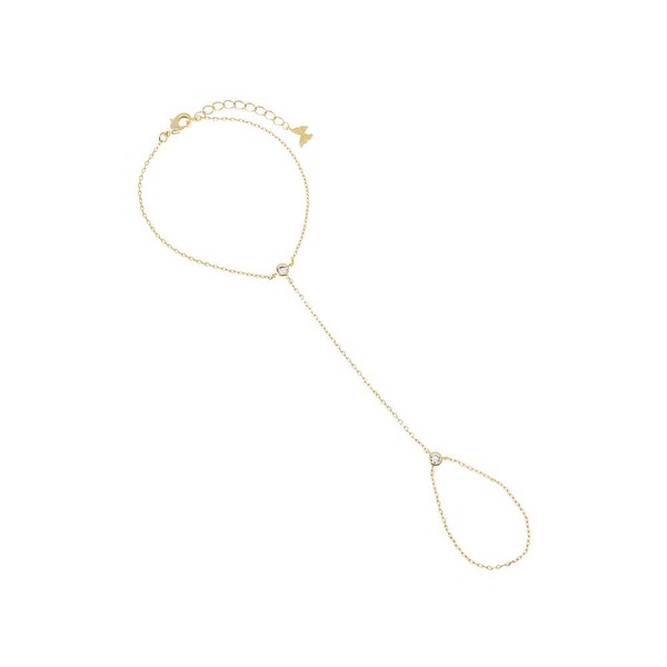 バイ アディナ エデン レディース アクセサリー ブレスレット・バングル・アンクレット BY ADINA EDEN Double CZ Bezel Hand Chain Gold ゴールド｜ReVida 店