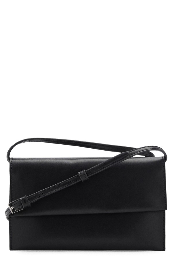 マンゴ レディース バッグ レザー フェイクレザー MANGO Faux Leather Crossbody Bag BLACK ブラック｜ReVida 店