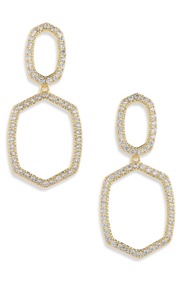 ケンドラスコット レディース アクセサリー ピアス・イヤリング Kendra Scott Daphne Pav Open Frame Drop Earrings GOLD WHITE CUBIC ZIRCONIA ホワイト|ReVida 店