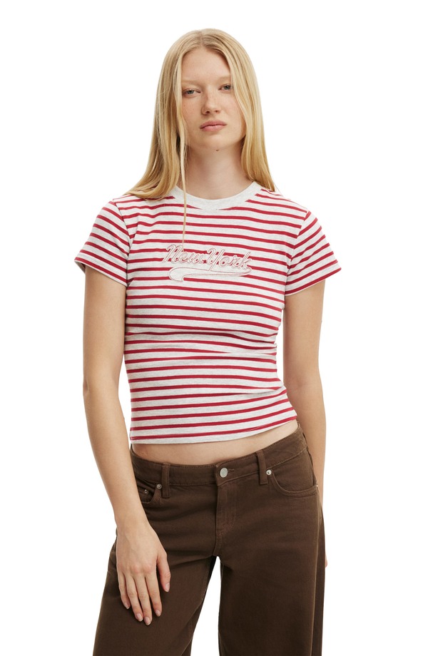 コットンオン レディース トップス シャツ グラフィック Cotton Women's The Tiny Graphic Tee New York Soft Grey Marle グレー｜ReVida 店
