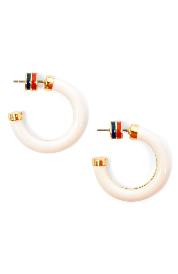 クレアブイ レディース アクセサリー ピアス・イヤリング Clare V. Le Tube Hoop Earrings CREAM クリーム｜ReVida 店