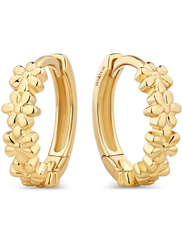デヴァタ レディース アクセサリー ピアス・イヤリング DEVATA Daisy Flower Hoop Earrings in 14K Yellow Gold イエロー|ReVida 店