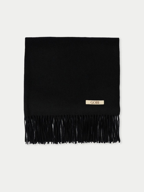 ゴビ カシミヤ レディース アクセサリー マフラー・ストール・スカーフリンジ Gobi Cashmere Wide Fringe Scarf black ブラック｜ReVida 店 40,170円