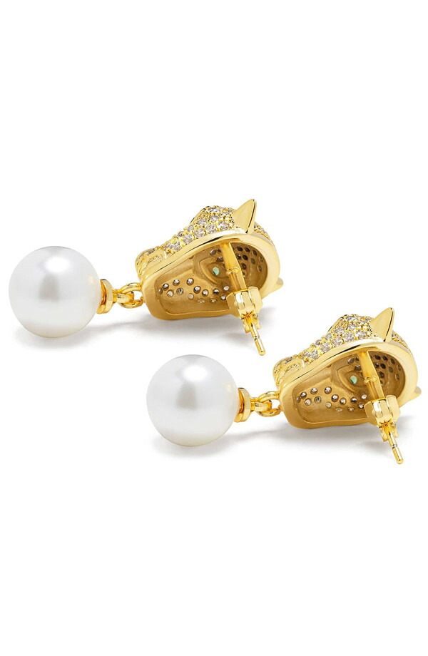 ナイアヤラ レディース アクセサリー ピアス・イヤリング Nialaya Panther Pearl Drop Earrings Gold / White ホワイト｜ReVida 店