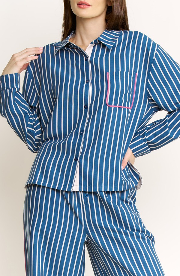 ハニーデュー インティメッツ レディース トップス シャツ Honeydew Brunch Date Button-Up Shirt PACIFIC STRIPE ストライプ｜ReVida 店