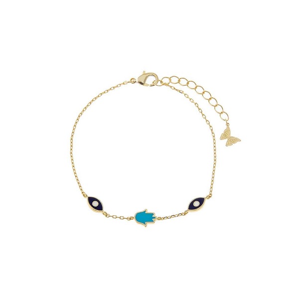 バイ アディナ エデン レディース アクセサリー ブレスレット・バングル・アンクレット BY ADINA EDENamel Evil Eye and Hamsa Braceleturquoise ターコイズ｜ReVida 店