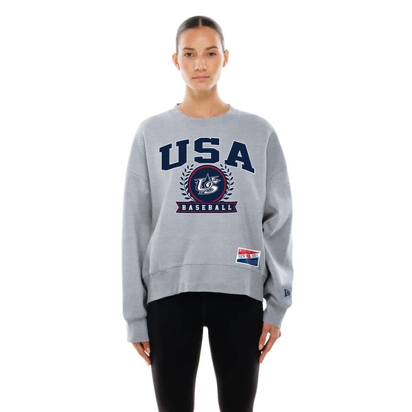 ニューエラ レディース アウター パーカー・スウェット シャツ フリース Women's New Era Gray USA Baseball 2026 World Baseball Classic Mineral Wash Dolmen Sleeve Fleece Sweatshirt Gray グレー｜ReVida 店