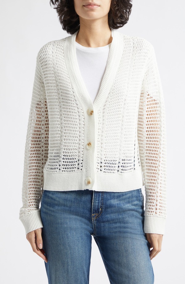 レイス レディース アウター パーカー・スウェット コットン カーディガン Reisstar Open Stitch Cotton Blend Cardigan IVORY アイボリー｜ReVida 店