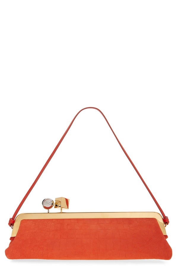 ジャクエムス レディース バッグ スエード Jacquemus La Pochette Salon Croc Embossed Suede Clutch RED ORANGE 477 レッド｜ReVida 店