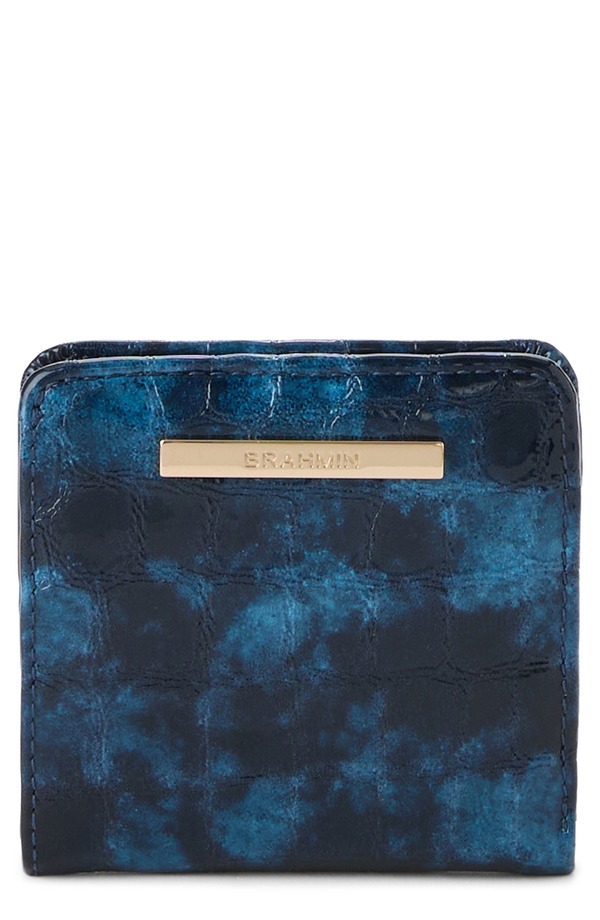ブランミン レディース アクセサリー 財布 レザー Brahmin Jane Croc Embossed Leather Bifold Wallet ULTRAMARINE｜ReVida 店