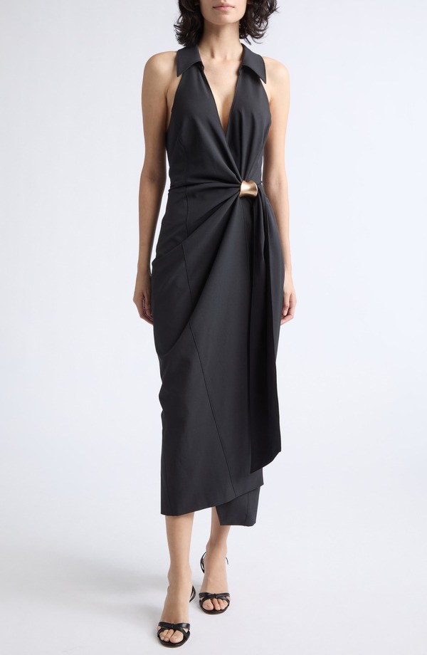 サンク セプト レディース トップス ワンピース ミディ ホルター Cinq Sept Banglenez Halter Midi Dress BLACK ブラック｜ReVida 店