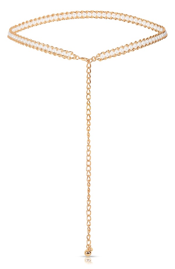 エティカ レディース アクセサリー ベルト Ettika Imitation Pearl Chain Belt GOLD ゴールド|ReVida 店