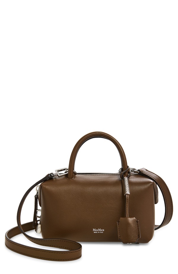 マックスマーラ レディース バッグ レザー Max Mara Bowler Leather Bag DARK BROWN ブラウン｜ReVida 店