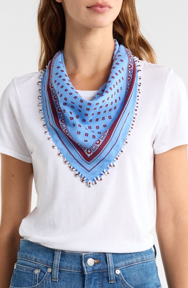 メイドウェル レディース アクセサリー マフラー・ストール・スカーフ コットン Madewell Beaded Bandana in Cotton Blend RETRO BLUE ブルー|ReVida 店