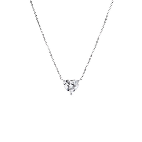 バイ アディナ エデン レディース アクセサリー ネックレス・チョーカー レース BY ADINA EDEN Lab Grown Diamond Heart Solitaire Necklace 14K White Gold - 2 Carat ホワイト｜ReVida 店