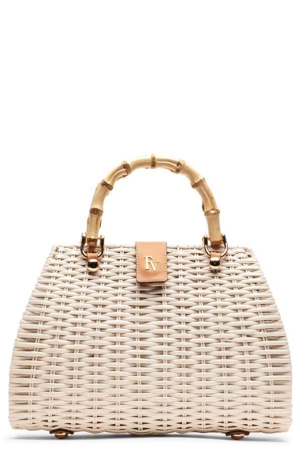 フランセスバレンタイン レディース バッグ Frances Valentine Rooster Woven Wicker Top Handle Bag OFF WHITE オフホワイト｜ReVida 店