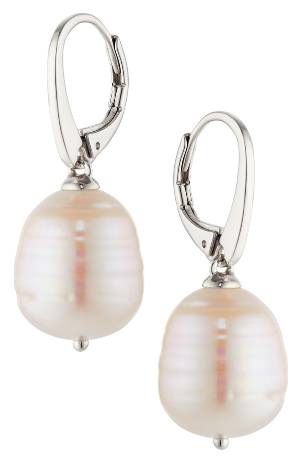 ナディール レディース アクセサリー ピアス・イヤリング Nadri Freshwater Pearlever-Back Earrings RHODIUM パール|ReVida 店