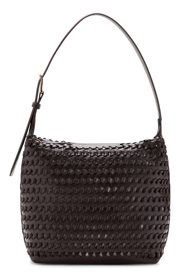 マンゴ レディース バッグ レザー フェイクレザー MANGO Braided Faux Leather Shoulder Bag CHOCOLATE チョコレート｜ReVida 店