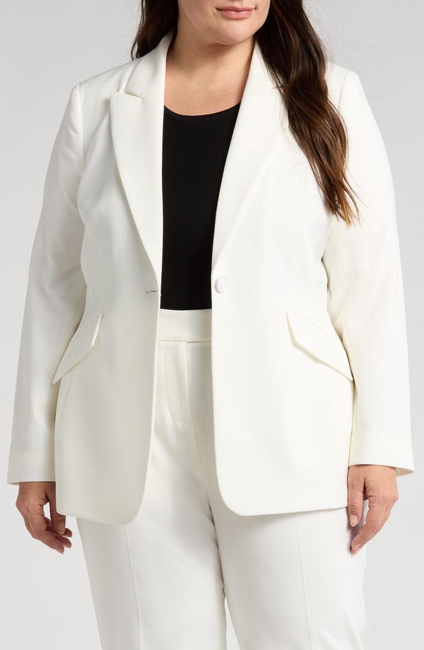 タハリエーエスエル レディース アウター ジャケット・ブルゾン プラスサイズ ブレザー Tahari ASL One-Button Blazer (Plus) WHITE ホワイト｜ReVida 店