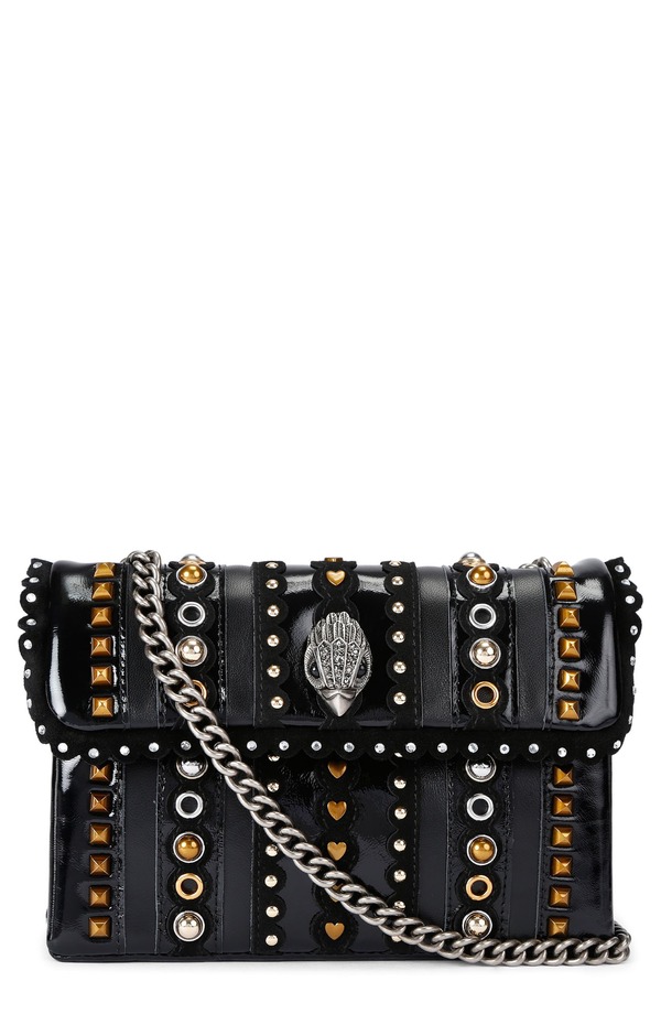 カートジェイガーロンドン レディース バッグ レザー Kurt Geiger London Medium Kensington Studs Convertibleather Shoulder Bag BLACK/COMB ブラック｜ReVida 店