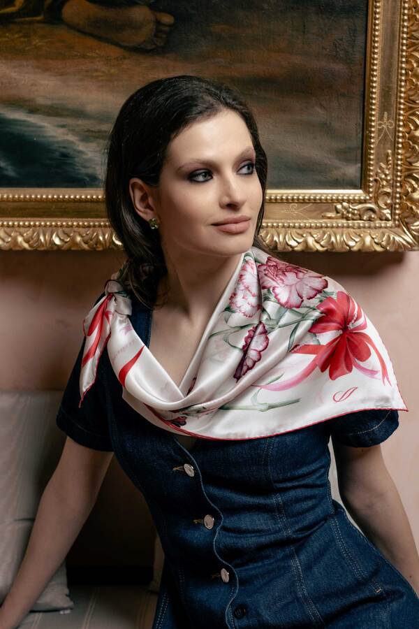 エリザベッタ レディース アクセサリー マフラー・ストール・スカーフ シルク Elizabetta Fior di Mamma - Hand Rolled Silk Foulard for Women Red レッド|ReVida 店