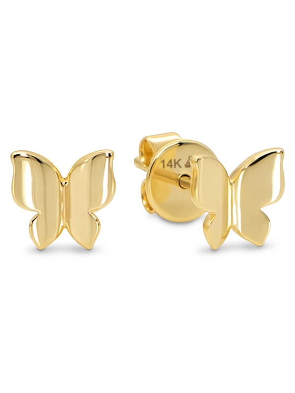 デヴァタ レディース アクセサリー ピアス・イヤリング DEVATA Butterfly Stud Earrings in 14K Gold 6mm Yellow Gold イエロー|ReVida 店