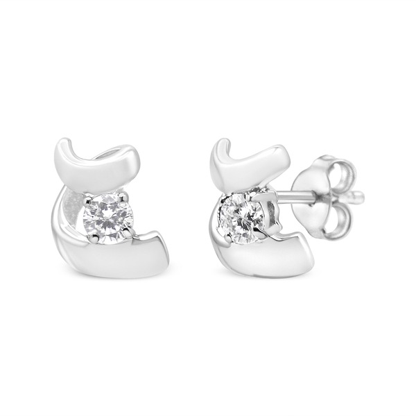ハウスオブブリリアンス レディース アクセサリー ピアス・イヤリング Haus of Brilliance 10K Gold 1/10 Cttw Diamond Espira Swirlsolitaire Push Back Stud Earrings White ホワイト|ReVida 店