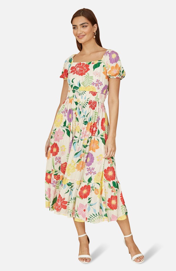 ユミキム レディース トップス ワンピース ミディ Yumi Short Sleeve Square Neck Midi Dress Multi マルチカラー|ReVida 店