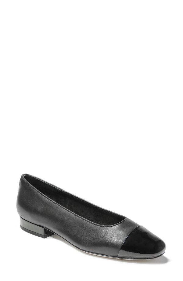 ベネリ レディース シューズ パンプス 旗がしら VANELi Cap Toe Flat Black Nappa/ Patent Leather 黒いこと