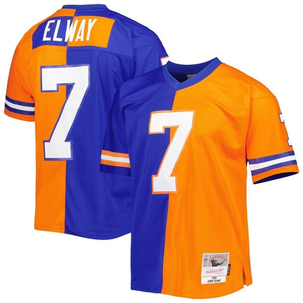 ミッチェル&ネス メンズ トップス シャツ ジャージー Men's Mitchell & Ness John Elway Royal/Orange Denver Broncos 1990 Split Legacy Replica Jersey Royal オレンジ|ReVida 店