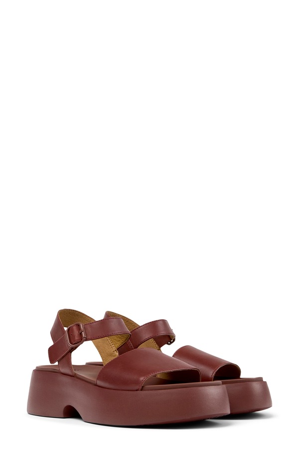 カンペール レディース シューズ サンダル アンクル Camper Tashankle Strap Wedge Sandal Burgundy バーガンディ｜ReVida 店