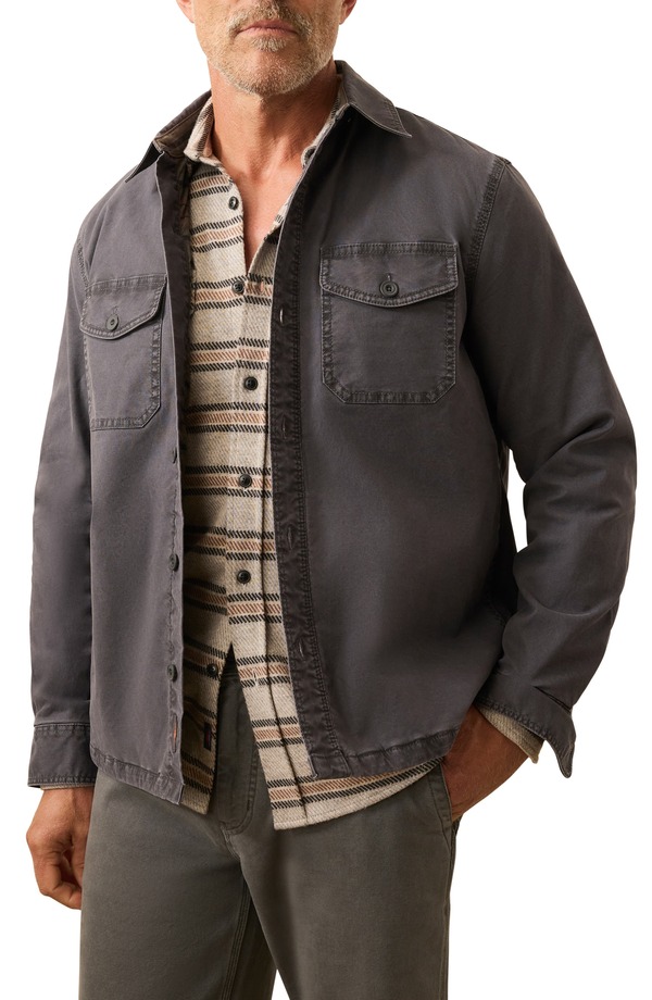 ファレティ メンズ アウター ジャケット・ブルゾン コットン Faherty Lakeside Stretch Organicotton CPO Jacket Washed Charcoal チャコール 33,020円