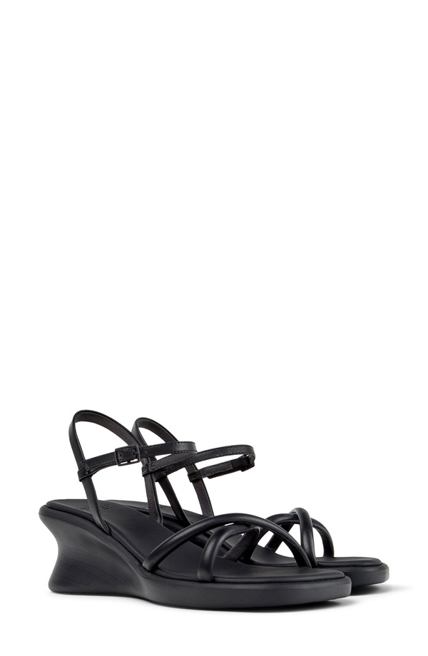 カンペール レディース シューズ ヒール サンダル Camper Louise Wedge Sandal Black ブラック レディース靴-ミュール-靴