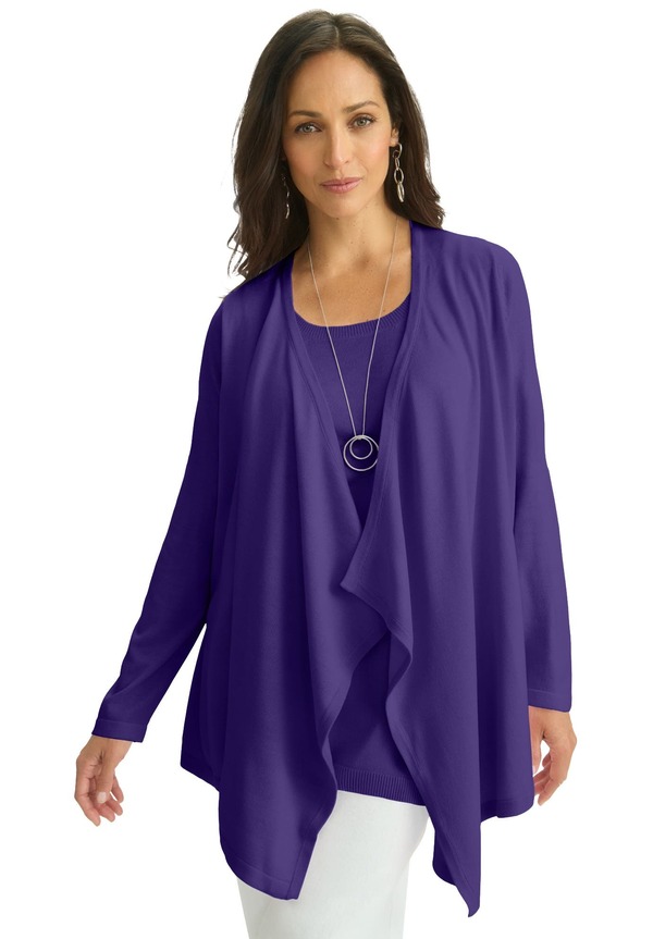 ジェシカロンドン レディース アウター パーカー・スウェット プラスサイズ カーディガン Jessica London Flyaway Cardigan (Plus Regular) MIDNIGHT VIOLET バイオレット｜ReVida 店