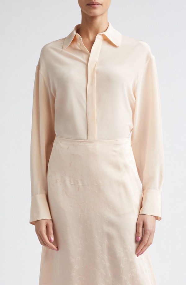ヴィクトリア ベッカム レディース トップス シャツ スリムフィット シルク Victoria Beckham Slim Fit Silk Button-Up Shirt BLOSSOM｜ReVida 店