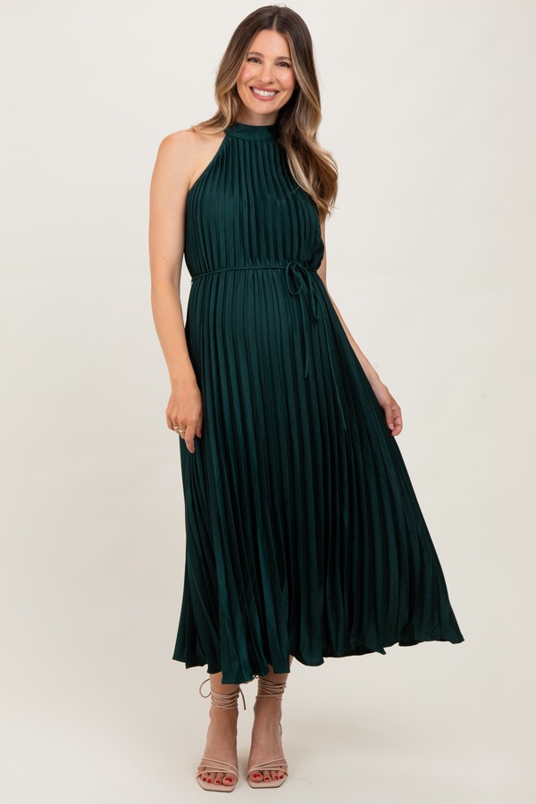 ピンクブラッシュ レディース トップス ワンピース プリーツ マタニティ ホルター PinkBlush Pleated Halter Dress (Maternity) Forest Green グリーン｜ReVida 店