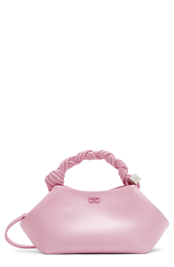 ガニー レディース バッグ レザー Ganni Small Bou Recycled Leather Top Handle Bag PINK NECTAR ピンク｜ReVida 店