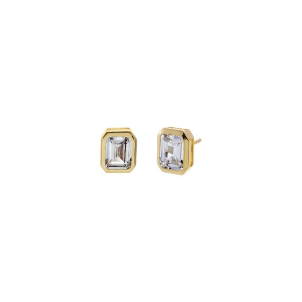 バイ アディナ エデン レディース アクセサリー ピアス・イヤリング BY ADINA EDEN CZ Emerald Cut Bezel Set Stud Earrin gold ゴールド｜ReVida 店