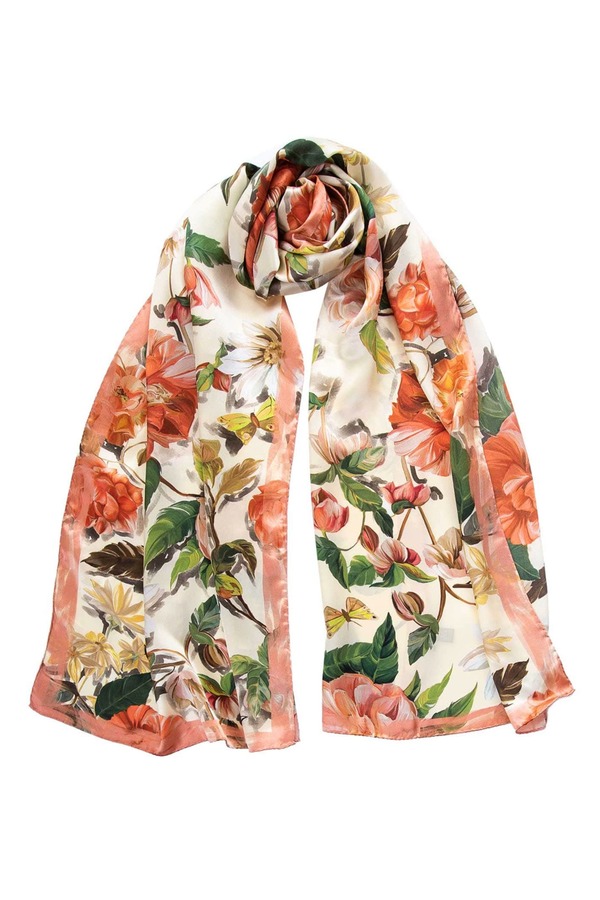 エリザベッタ レディース アクセサリー マフラー・ストール・スカーフ サテン シルク Elizabetta Rosa - Long Satin Silk Scarfor Women Peach ピーチ｜ReVida 店
