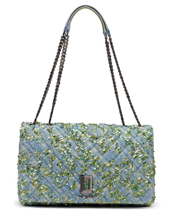 カール ラガーフェルド レディース バッグ KARLAGERFELD PARIS Lafayette Shoulder Blue Aura Sequin ブルー｜ReVida 店
