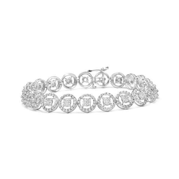 ハウスオブブリリアンス レディース アクセサリー ブレスレット・バングル・アンクレット ヒール Haus of Brilliance Silver 1/2 Ctw Diamond Nested Circle Miracle Set Open Wheelink Bracelet White ホワイト｜ReVida 店