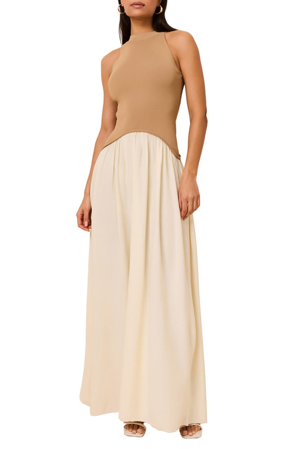 ソリッド アンド ストライプ レディース トップス ワンピース ノースリーブ マキシ Solid & Striped The Isola Sleeveless Maxi Dress CAMEL キャメル｜ReVida 店