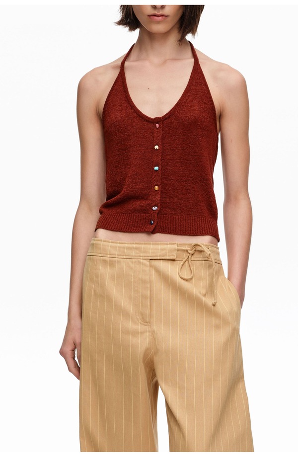 ビンバイローラ レディース アウター パーカー・スウェット ホルター Bimba y Lola Halter Top With Stones BROWN ブラウン｜ReVida 店
