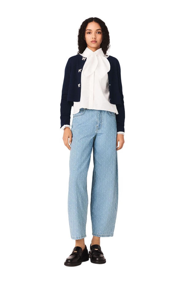 マージュ レディース アウター パーカー・スウェット カーディガン majewelled bow-button cardiga navy ネイビー|ReVida 店